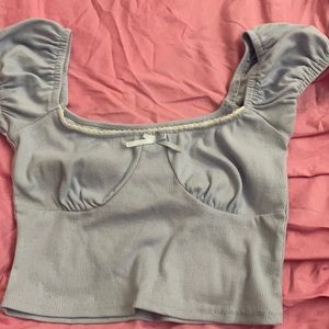 light blue crop top